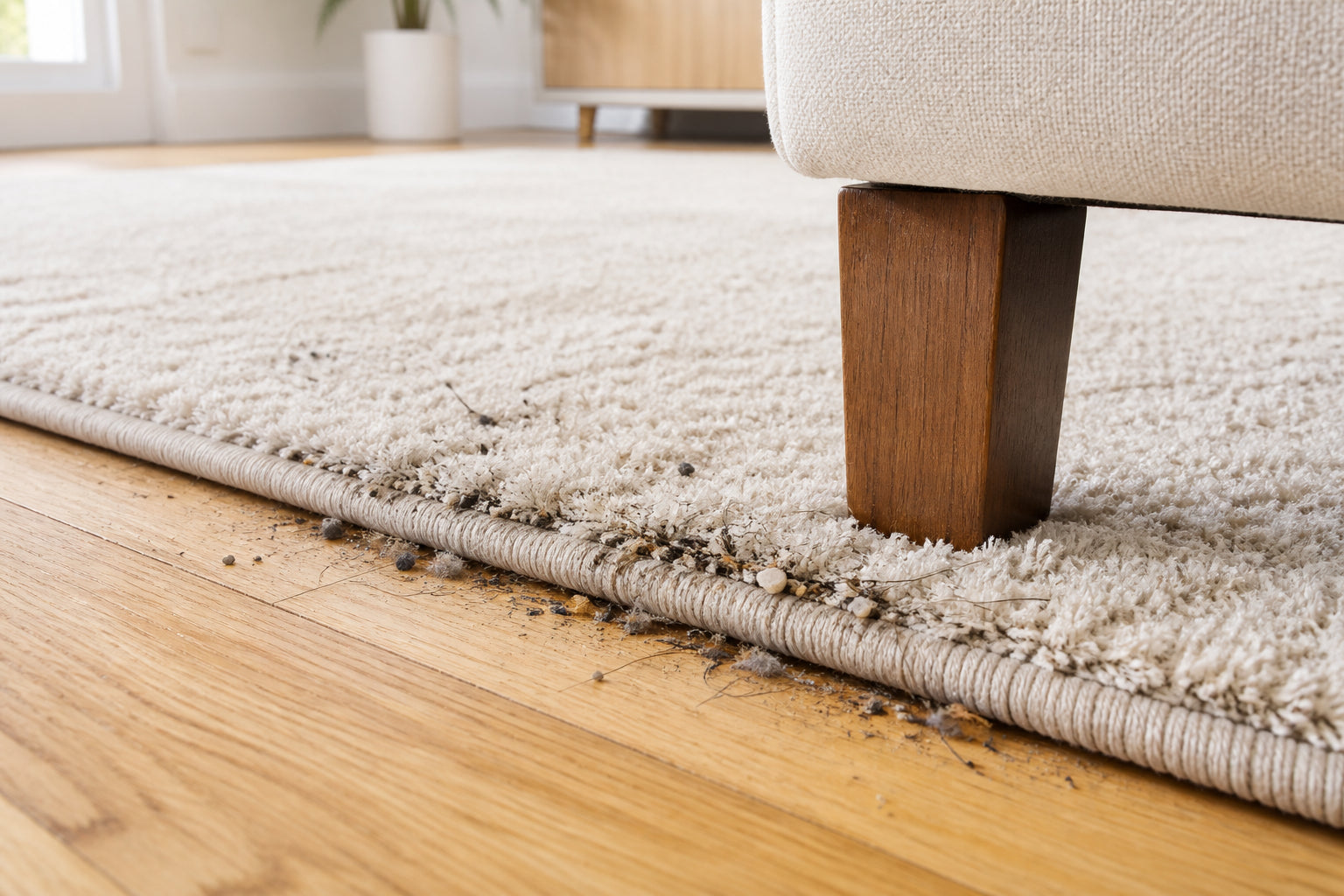 Saleté emprisonnée dans les fibres du tapis